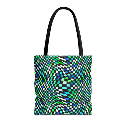 Warped Green Checkered Canvas Tote Bag