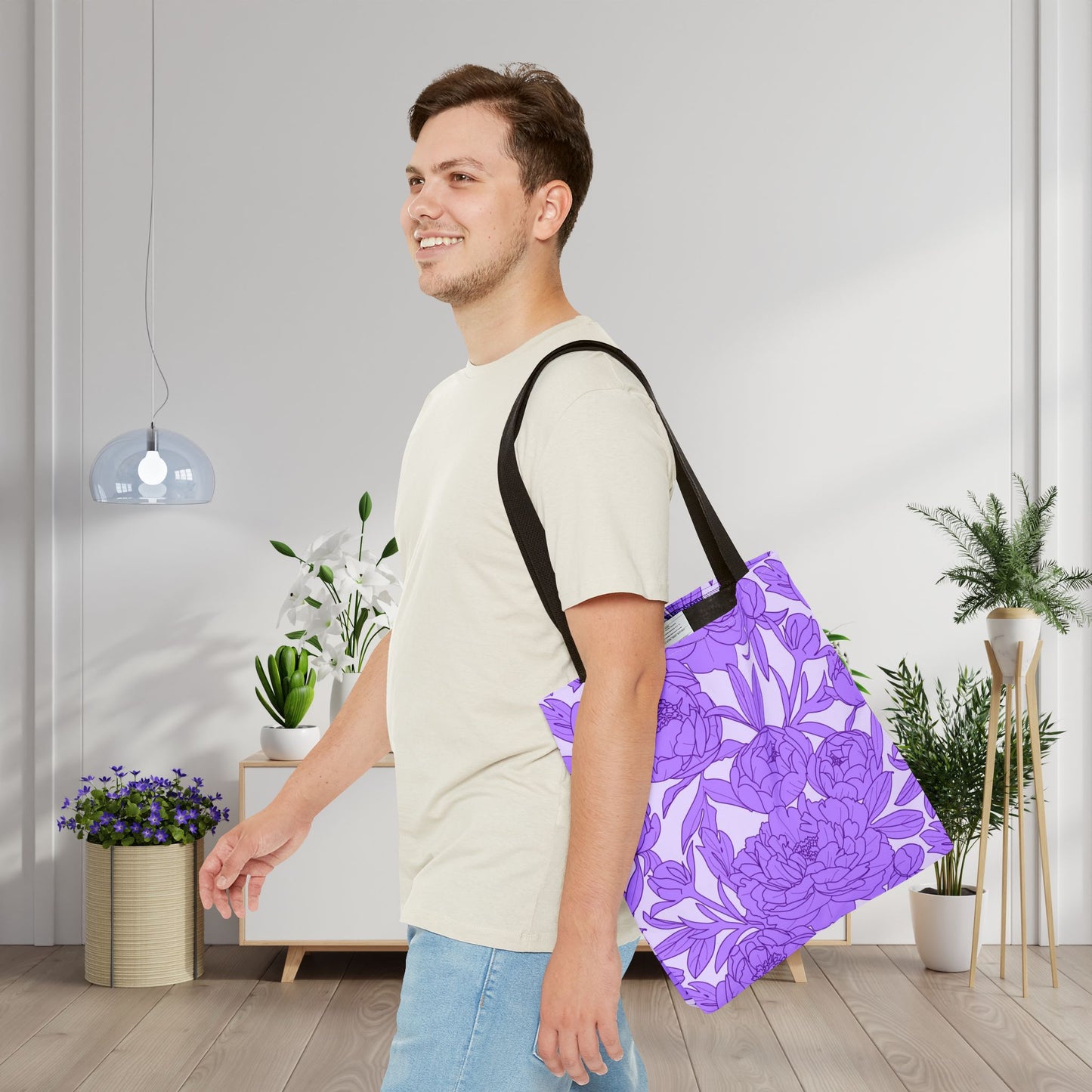 Lavender Peony Symphony Canvas Tote Bag