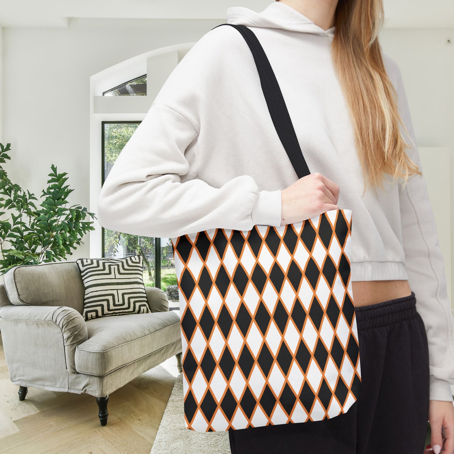 Midnight Ember Harlequin Canvas Tote Bag