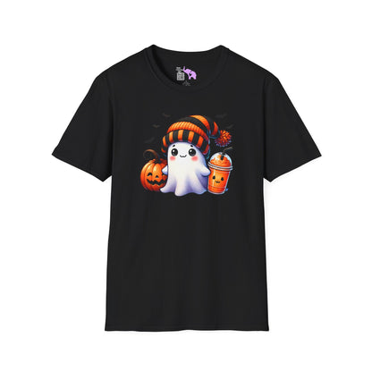 Cute Ghost w/Pumpkins Adult T-shirt