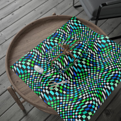 Warped Green Checkered Wrapping Paper