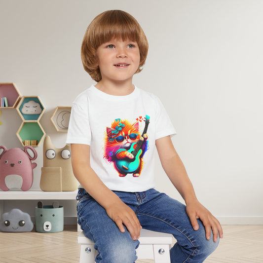 Colorful Guitar Kitten Heavy Cotton™ Toddler T-shirt