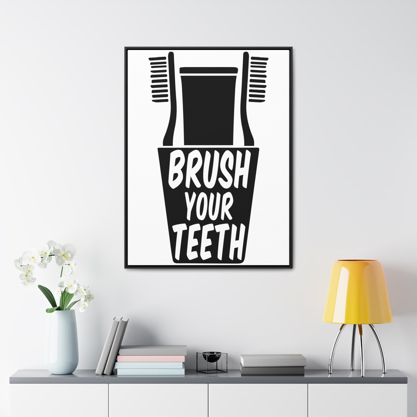 Brush Your Teeth Canvas Wraps, Vertical Frame