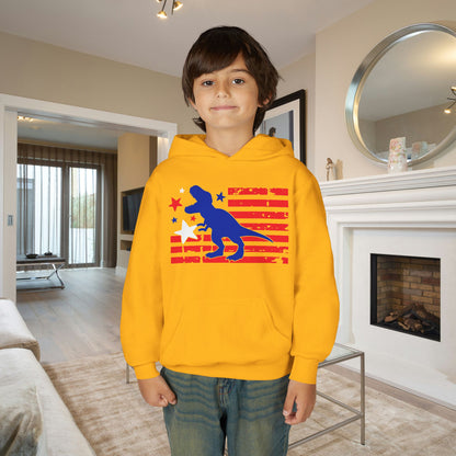 Distressed Patriotic T-Rex Youth Hoodie