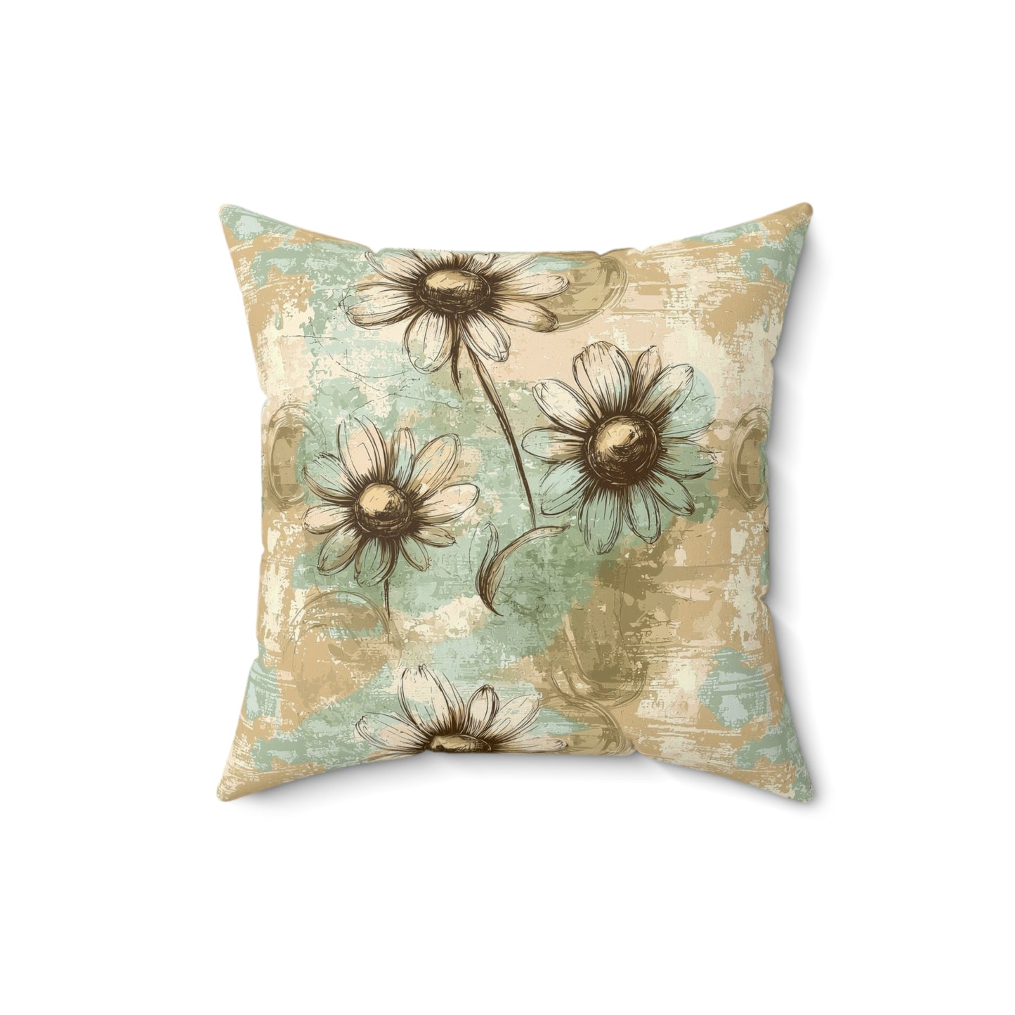 Worn Meadow Daisies Throw Pillow