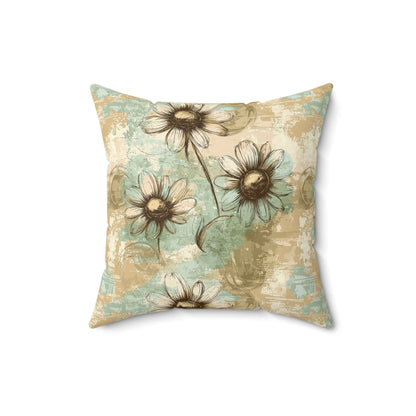 Worn Meadow Daisies Throw Pillow