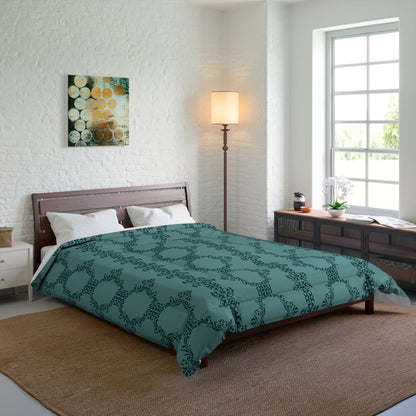 Teal Lace Pattern Comforter