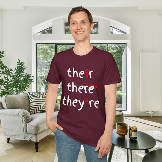 Their There They're Grammar Adult T-shirt