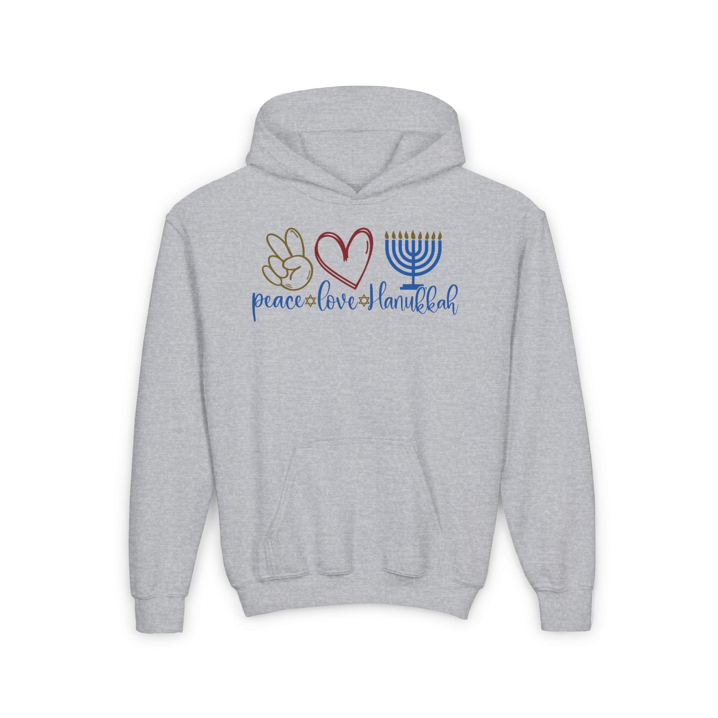 Peace Love Hanukkah Youth Heavy Blend Hoodie