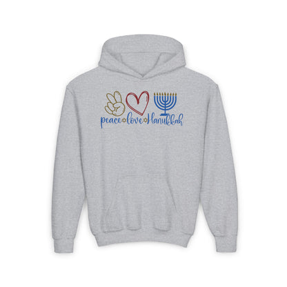 Peace Love Hanukkah Youth Heavy Blend Hoodie