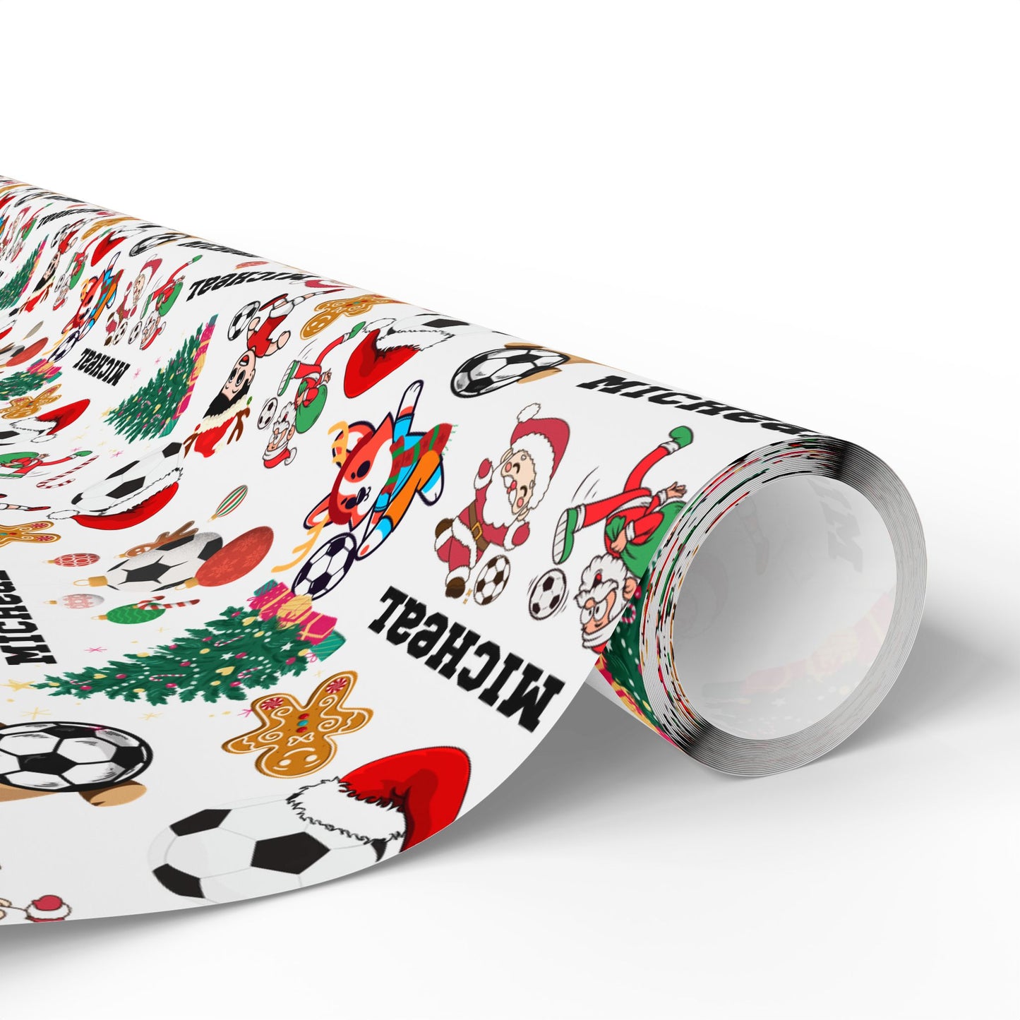 Christmas Soccer Custom Name Wrapping Paper (Micheal)