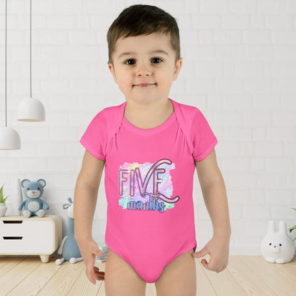 Pastel Wild One Milestone Baby Bodysuit-Five Months