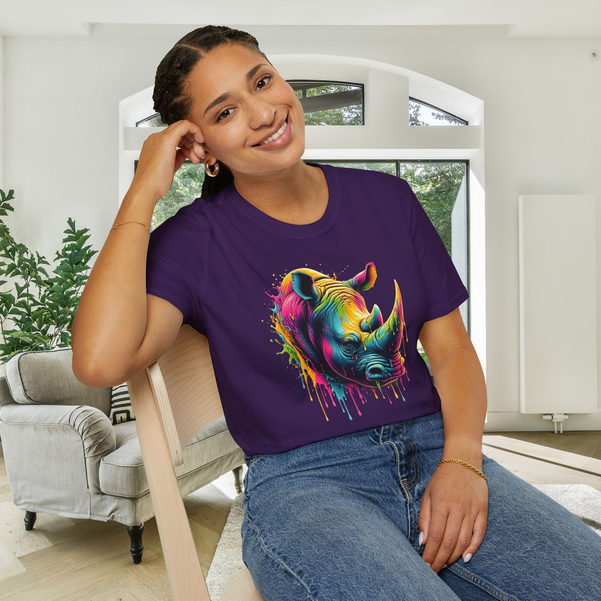 Colorful Rhino Adult T-shirt