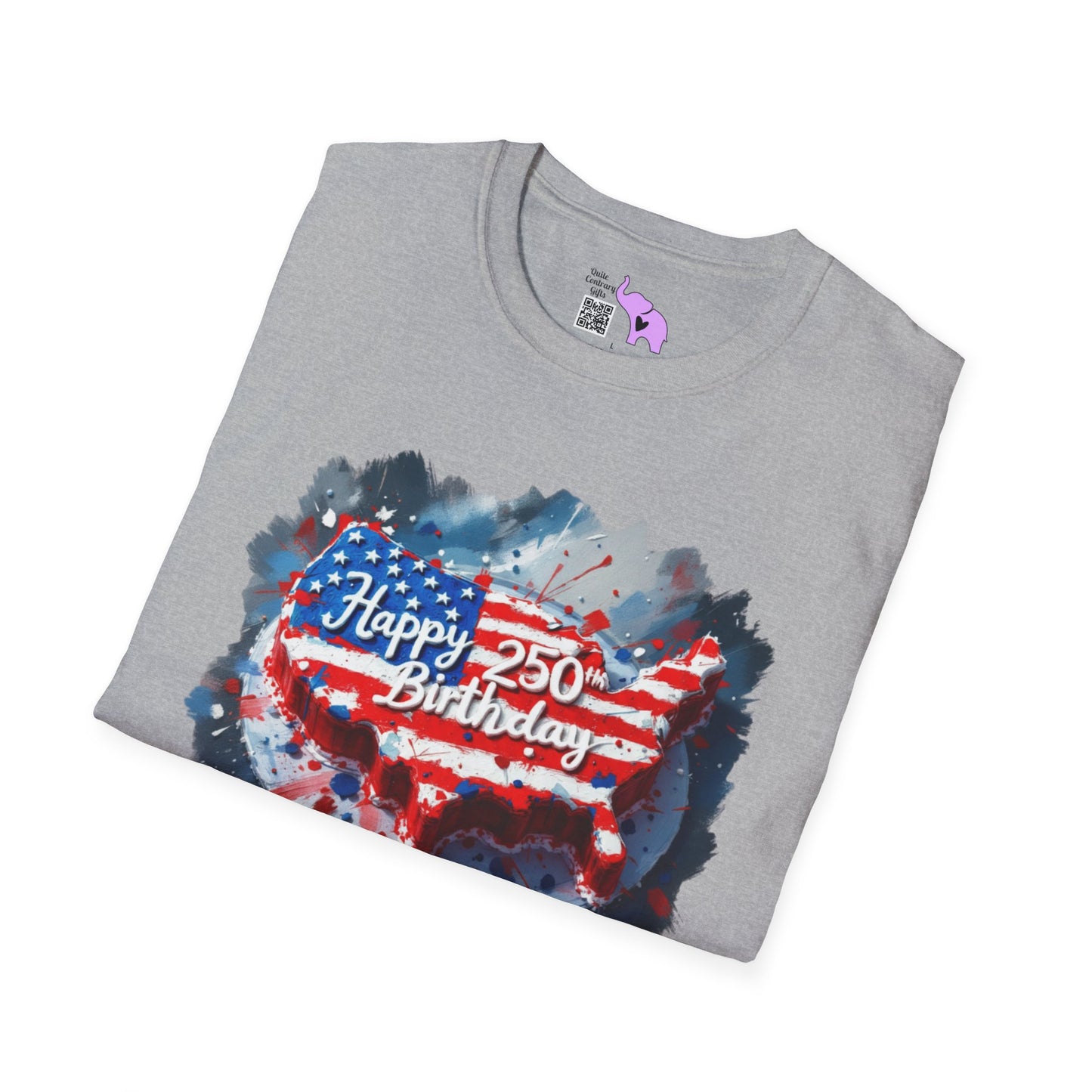 America-Shaped Happy 250th Birthday Cake Adult T-shirt