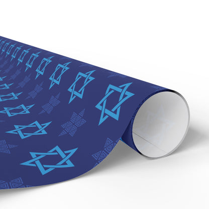 Star of David 3 Hanukkah Wrapping Paper