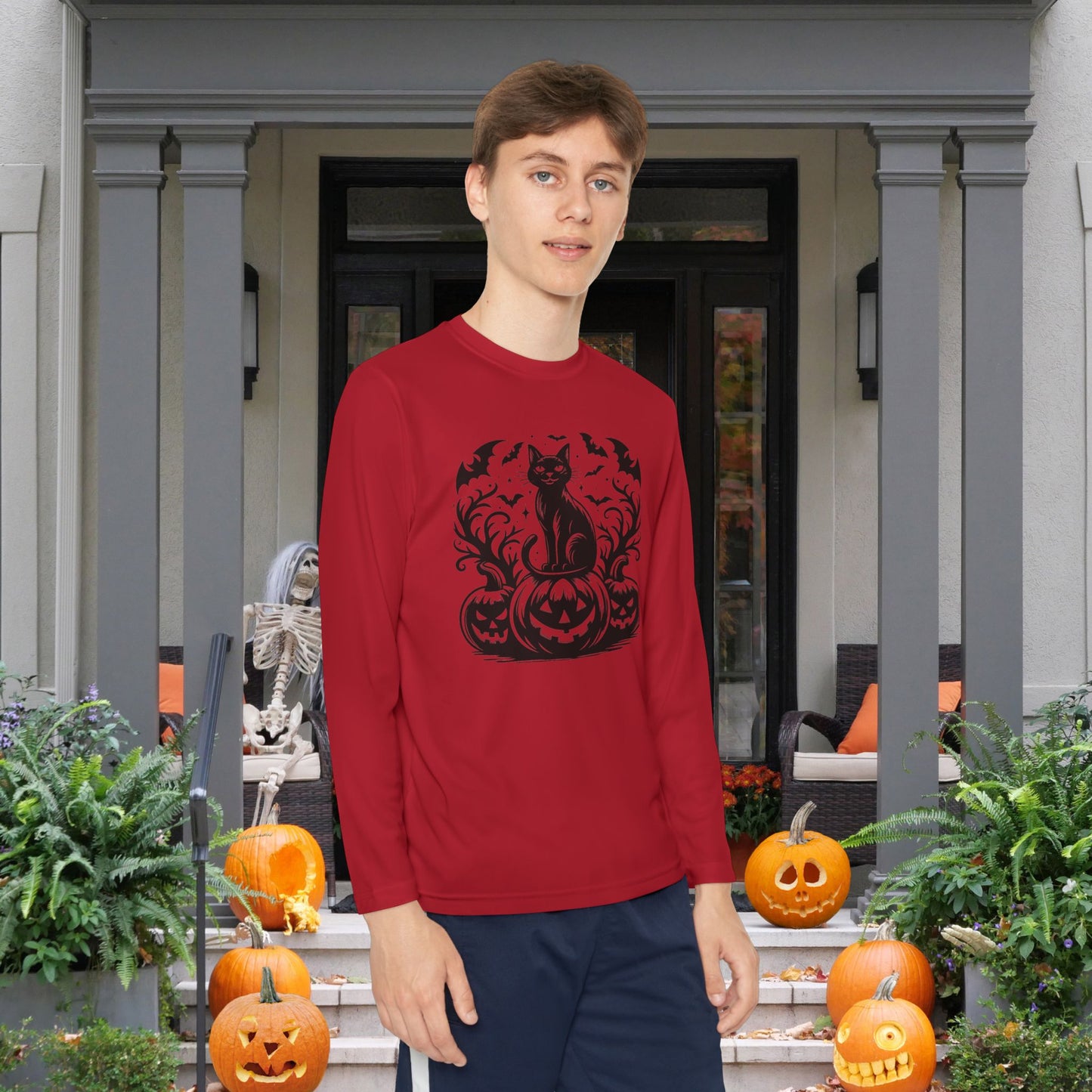 Whiskers at Witching Hour Youth Long Sleeve Tee