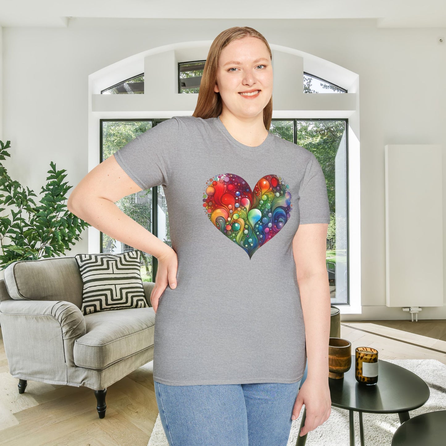 Color Burst Heart Adult T-shirt
