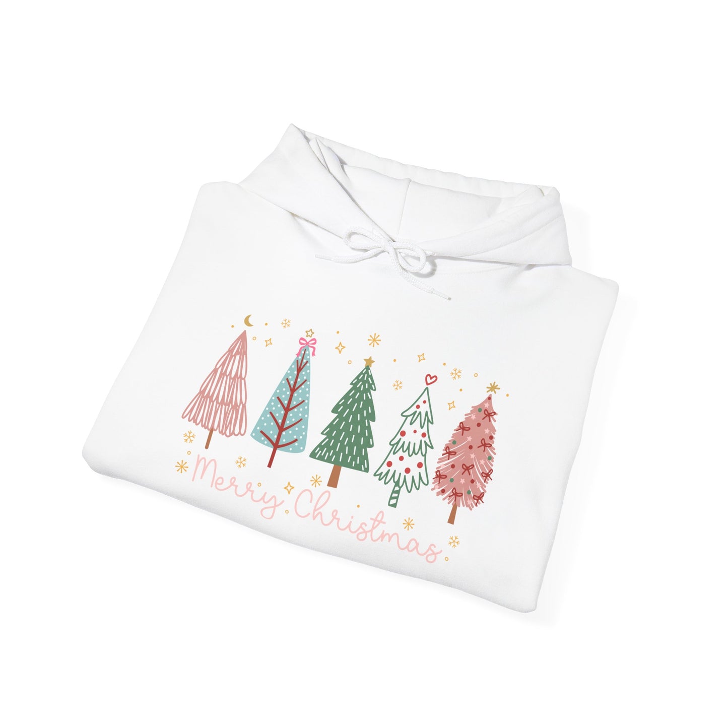 Merry Christmas Trees & Stars Adult Heavy Blend™ Hoodie