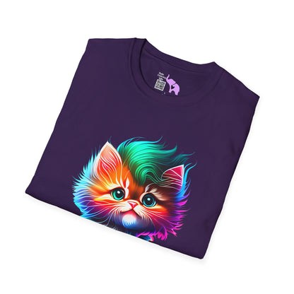 Cute Colorful Kitten w/Soccer Ball Adult T-shirt