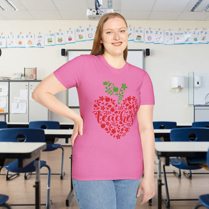 Teacher Apple Heart Adult T-shirt