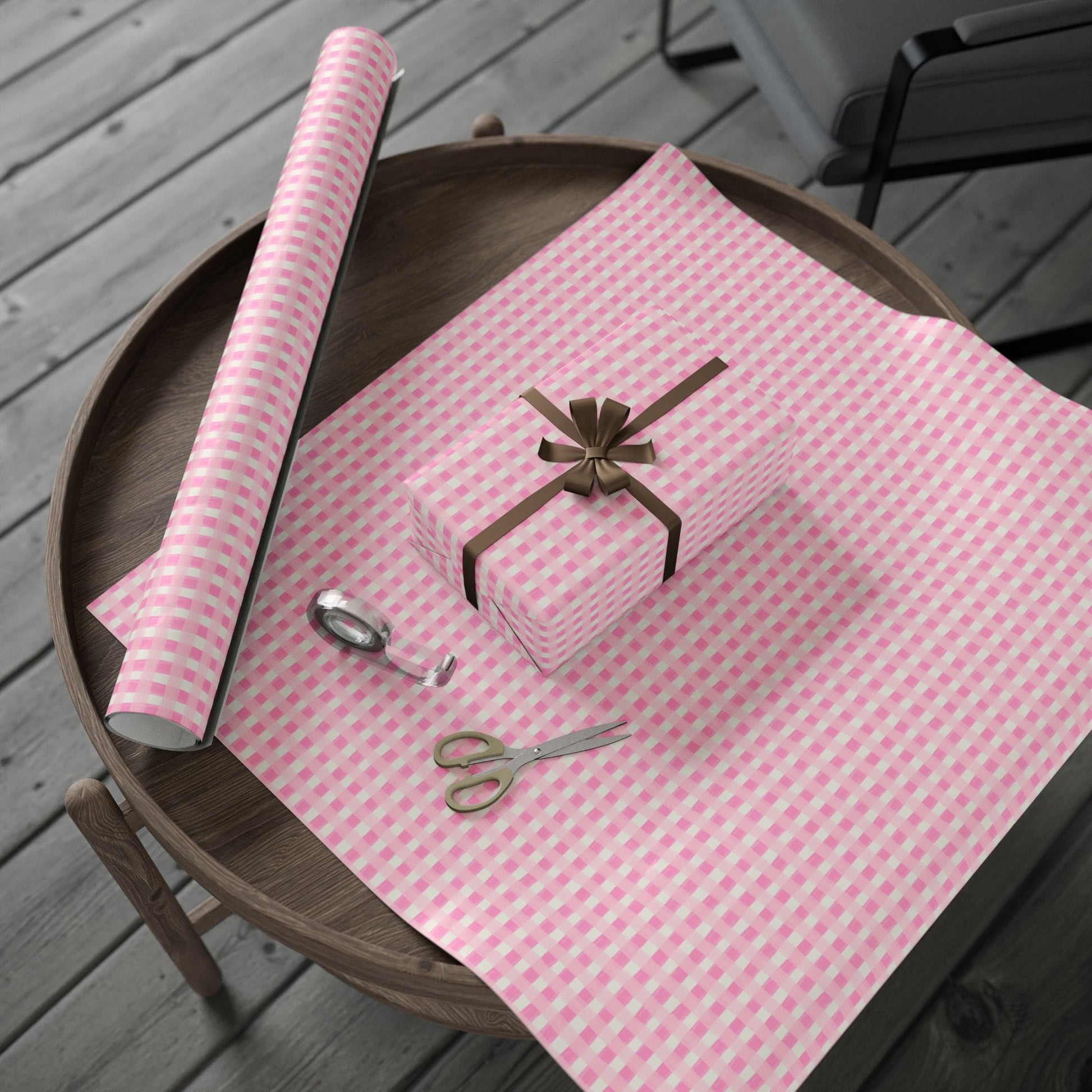 Dreamy Rose Gingham Wrapping Paper