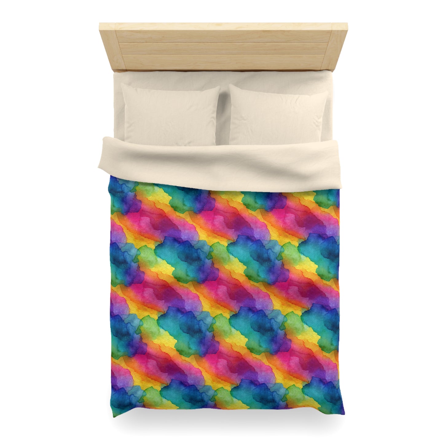 Rainbow Watercolors Microfiber Duvet Cover