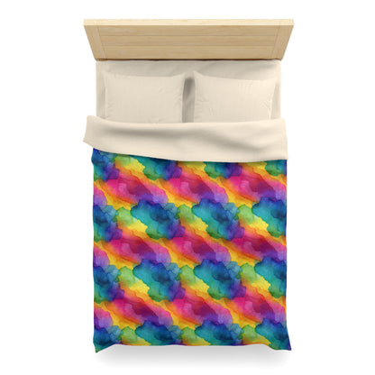 Rainbow Watercolors Microfiber Duvet Cover