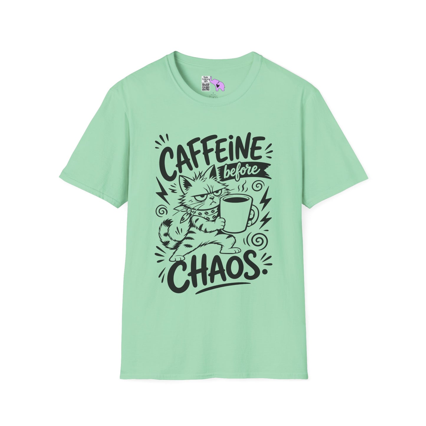 ""Caffeine Before Chaos (Cat) Adult T-shirt