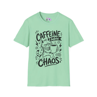 ""Caffeine Before Chaos (Cat) Adult T-shirt