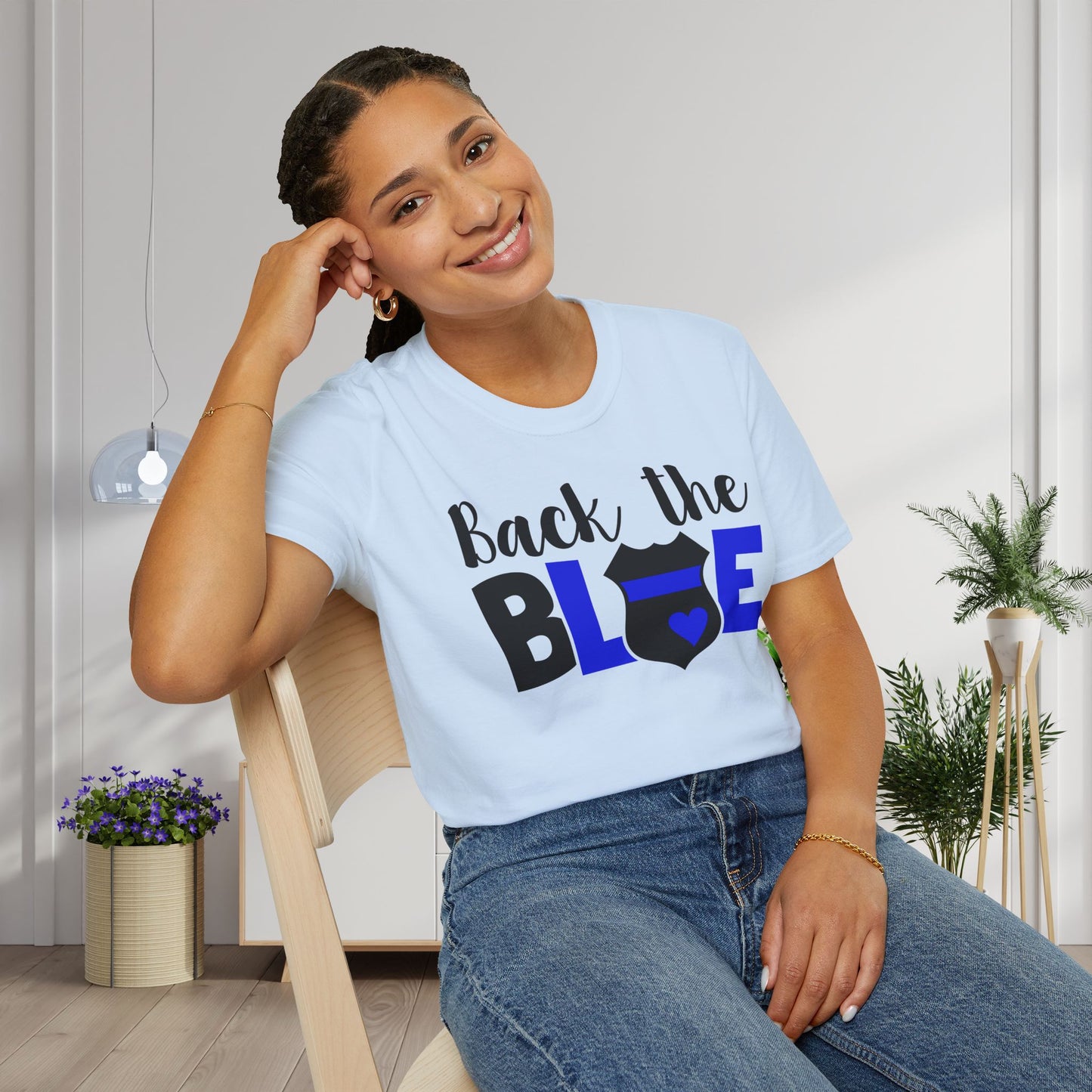 Back The Blue (Badge) Adult T-shirt