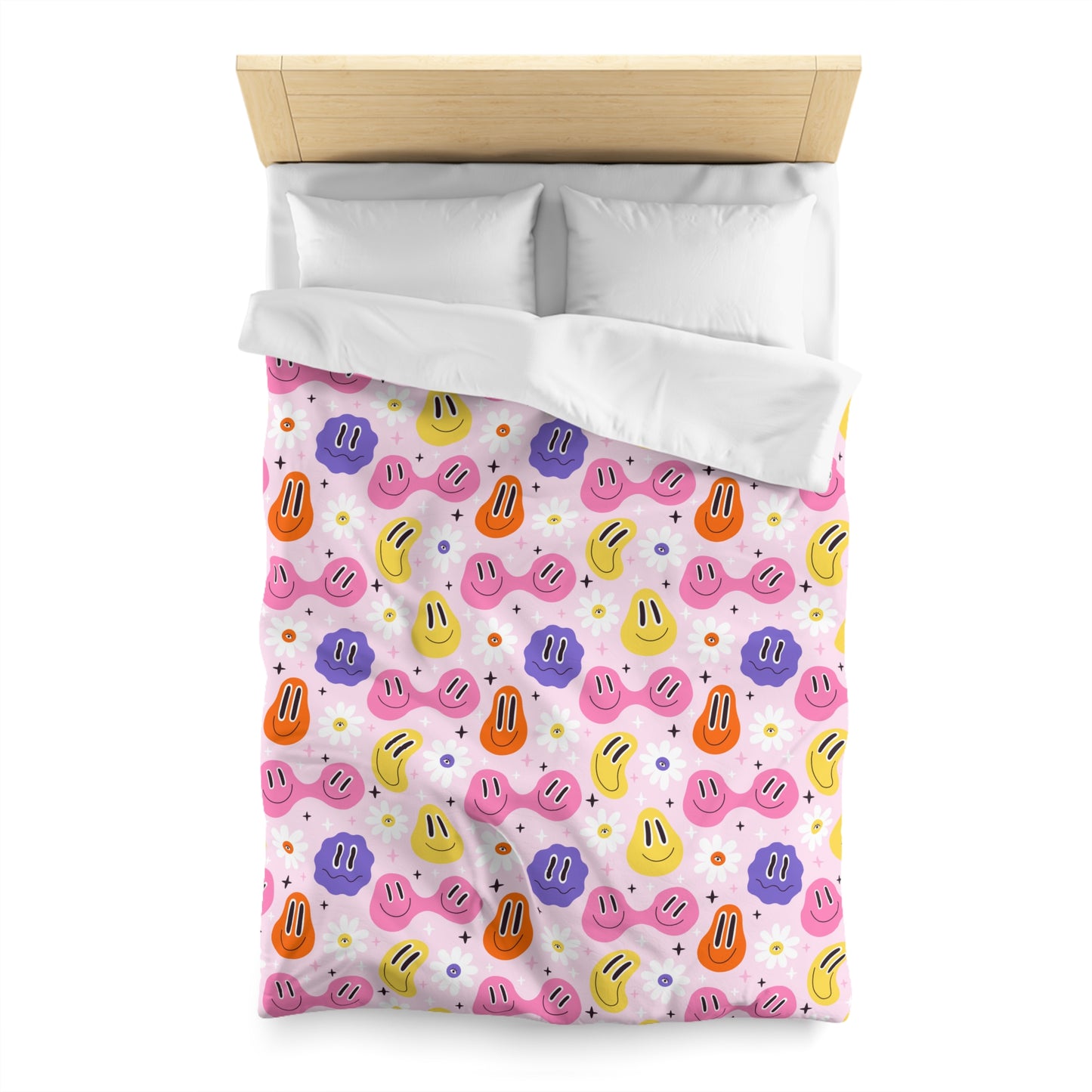 Whimsical Smiley Faces Microfiber Duvet Cover