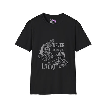 Beetlejuice Never Trust The Living Barbara & Adam T-shirt