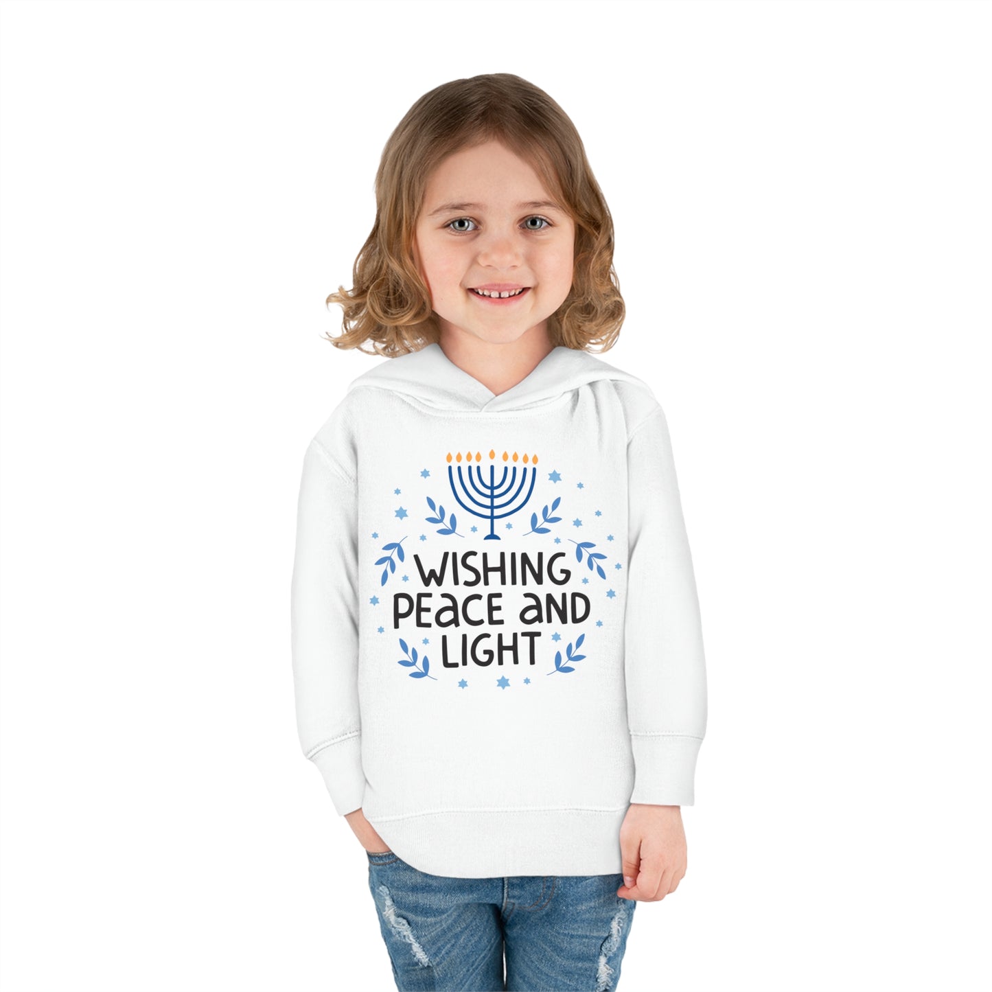 Hanukkah Wishing Peace & Light Toddler Pullover Fleece Hoodie