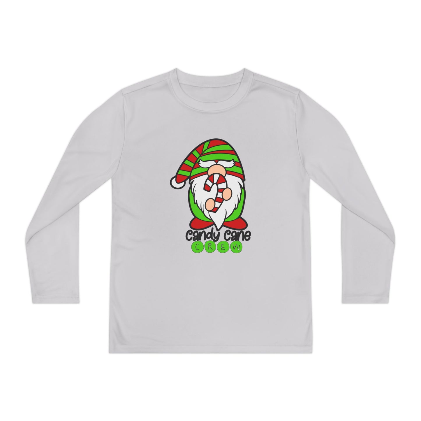 Candy Cane Crew Gnome Youth Long Sleeve Tee