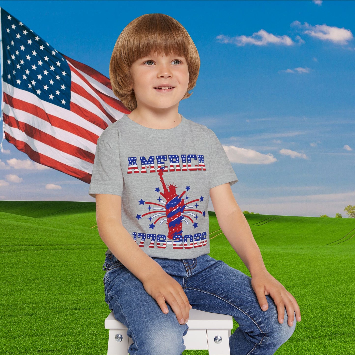 America 1776-2026 (Statue of Liberty) Heavy Cotton™ Toddler T-shirt