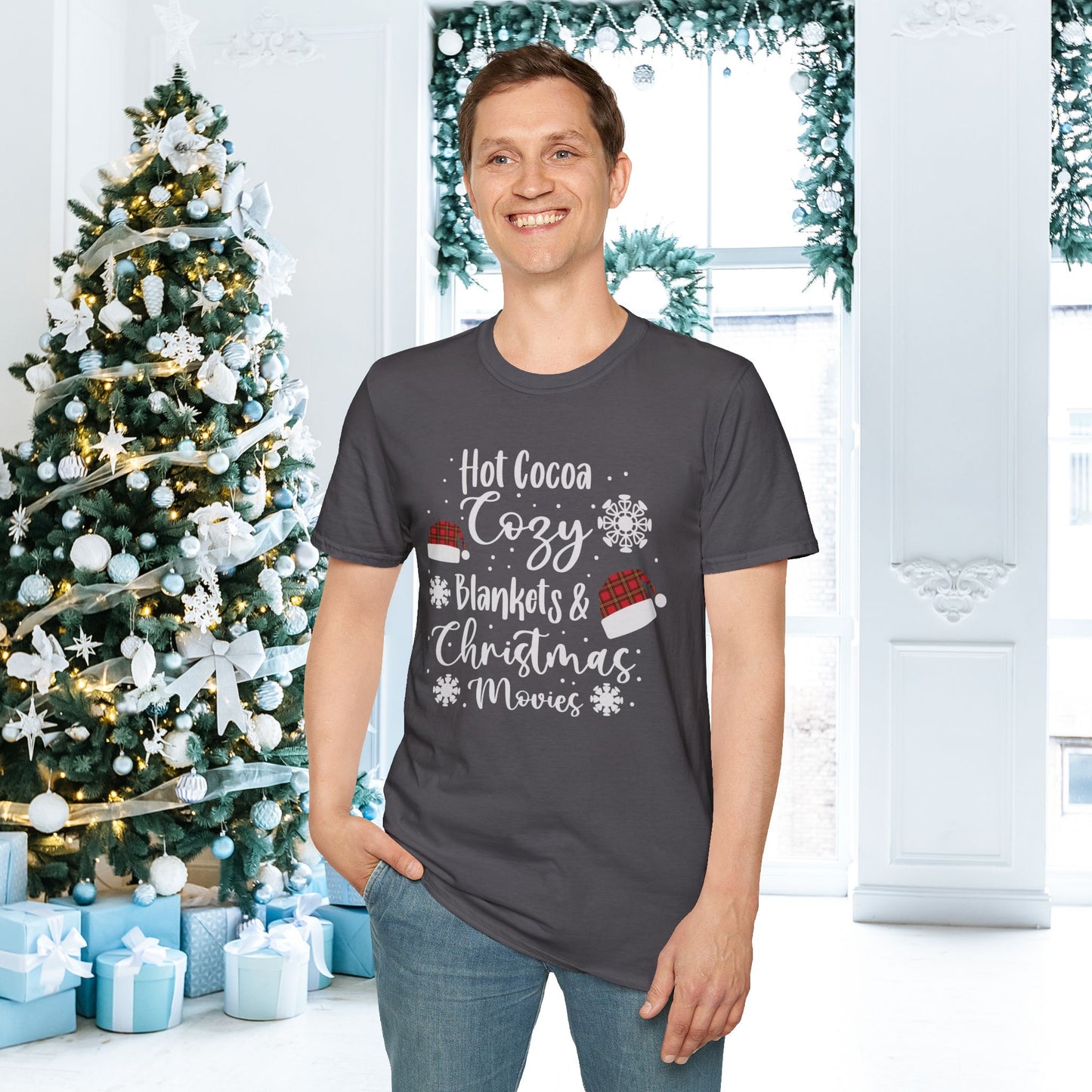 Hot Cocoa, Cozy Blankets & Christmas Movies Adult T-shirt