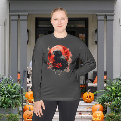 Creepy Raven with Full Moon Adult Long Sleeve Tee