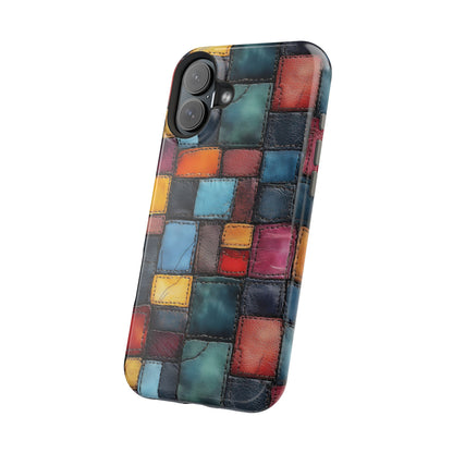 Coloerful Leather Patchwork MagSafe® Compatible Tough Case for iPhone