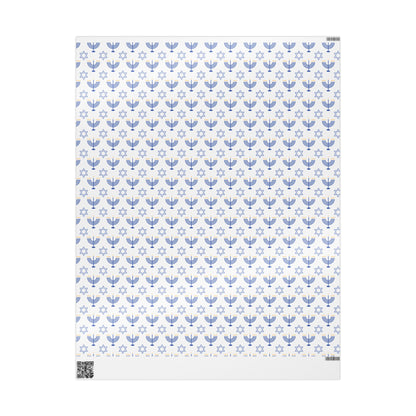 Menorah/Star of David Hanukkah Wrapping Paper