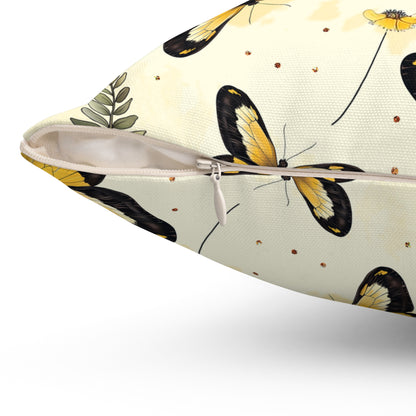 Sunlit Butterfly Bloom Throw Pillow