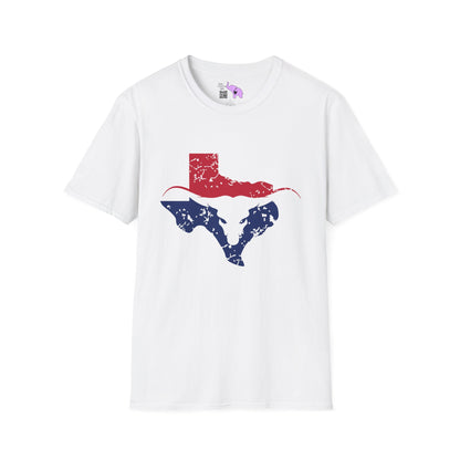 Red & Blue Texas Longhorn Adult Tshirt