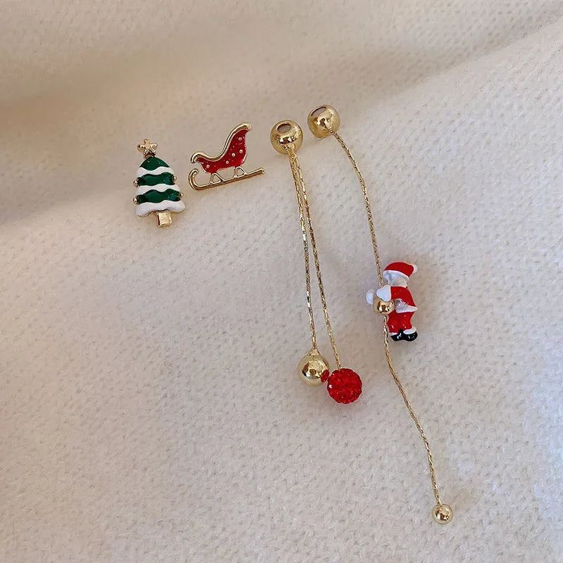 Adorable Moving Santa Claus Long Tassel Earrings Sets