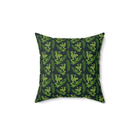 Emerald Canopy Frogs Throw Pillow