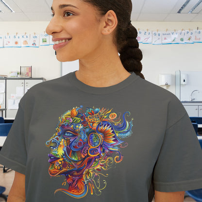 Colorful Paisley Woman Profile Women's Boxy Tee