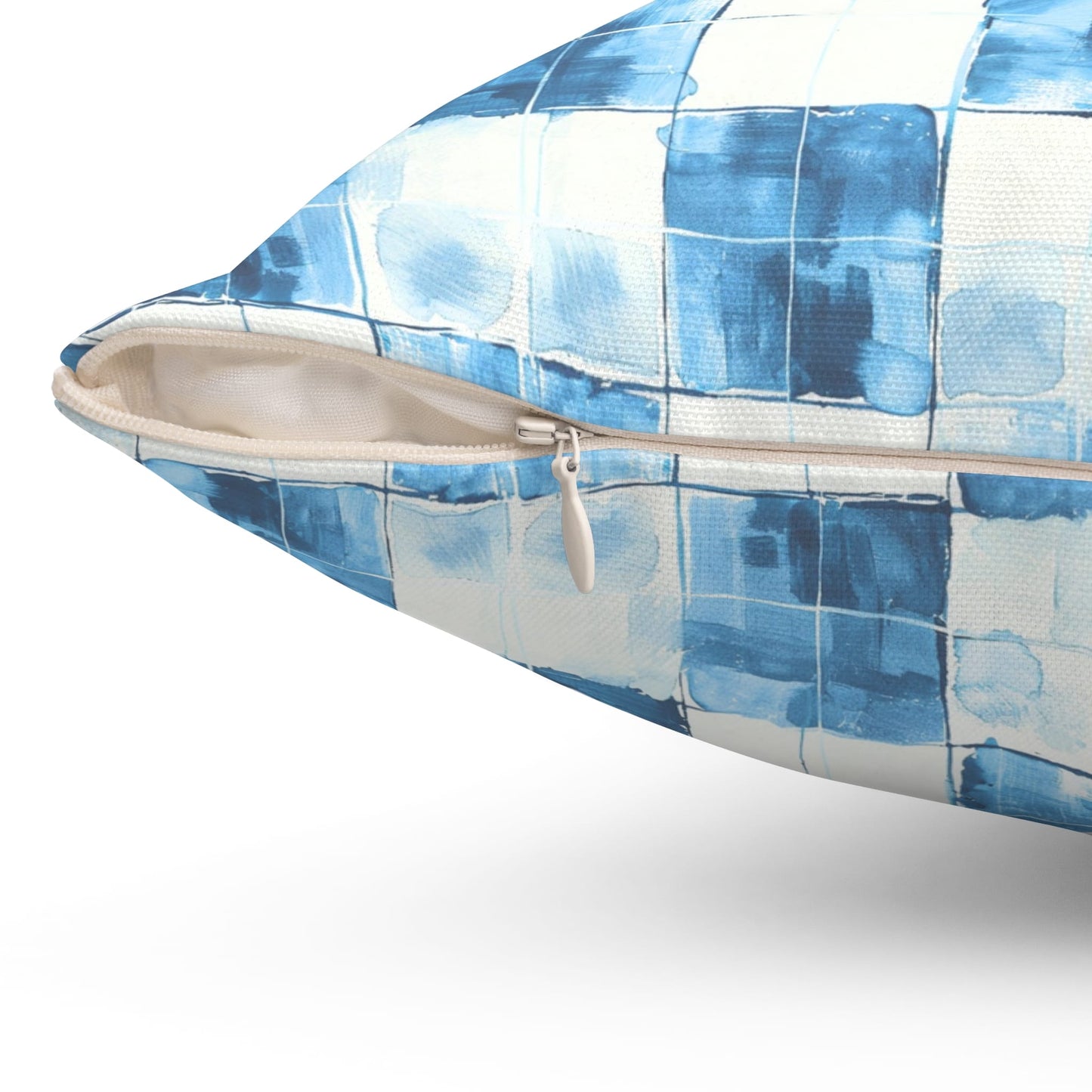 Cozy Blue Checkered Throw Pillow