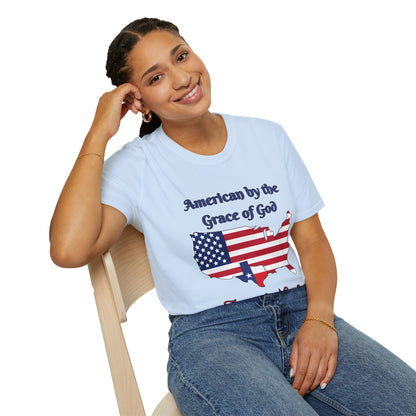 American by the Grace of God Texan by Luck T-shirt