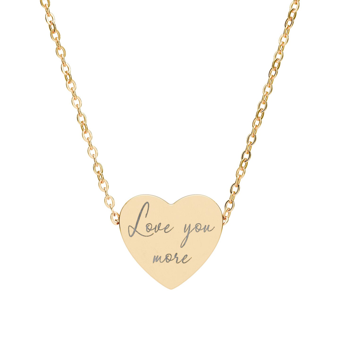 'Love You More' Engraved Heart Necklace
