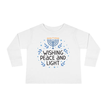 Hanukkah Wishing Peace & Light Toddler Long Sleeve Tee