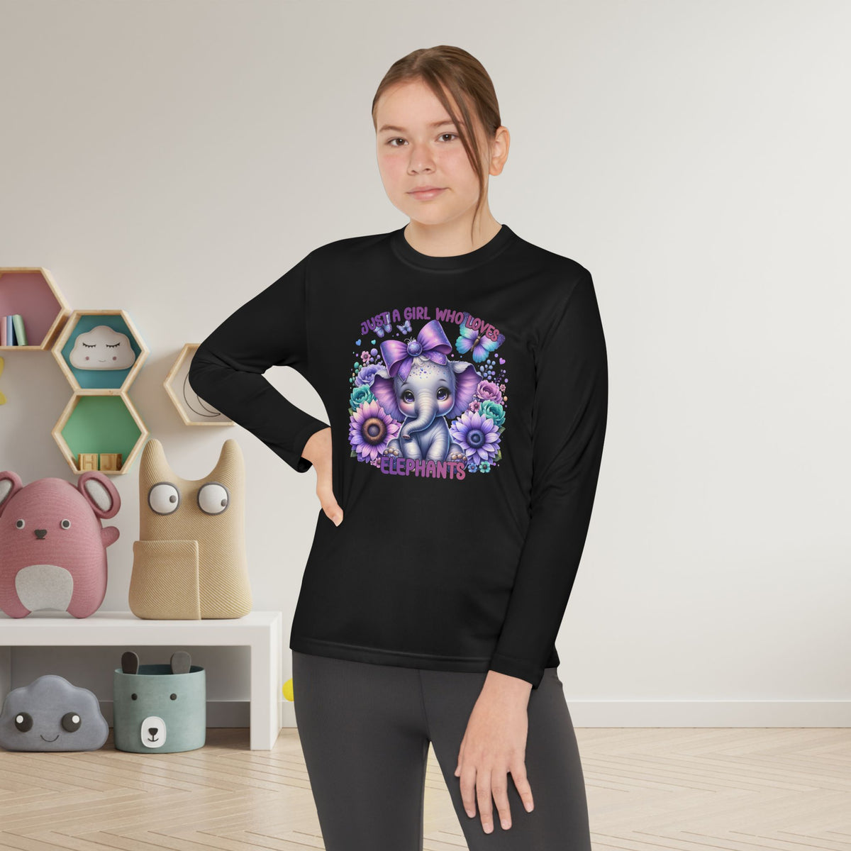Just A Girl Who Loves Elephants Youth Long Sleeve Tee