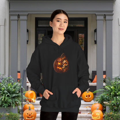Crumbling Jack-O-Lantern Skull Heavy Blend™ Hooded Sweatshirt